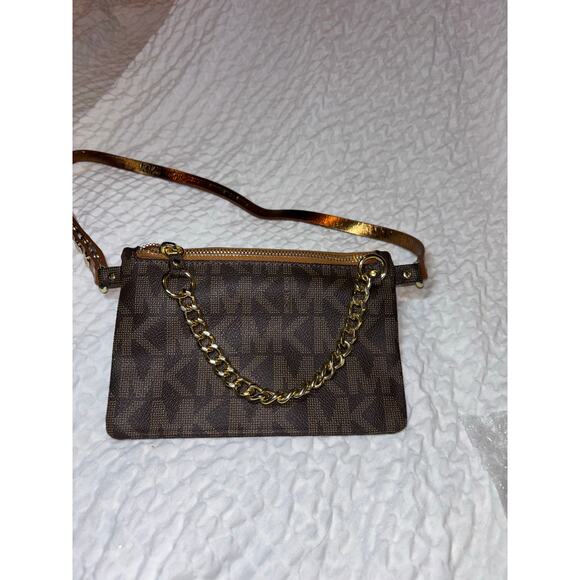 Michael Kors Medium Size Brown Monogram Belt Bag - Picture 1 of 6